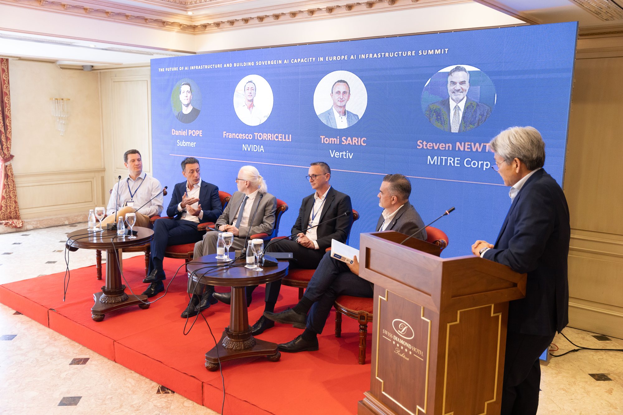 Summit panel with speakers from Submer, NVIDIA, Vertiv and MITRE